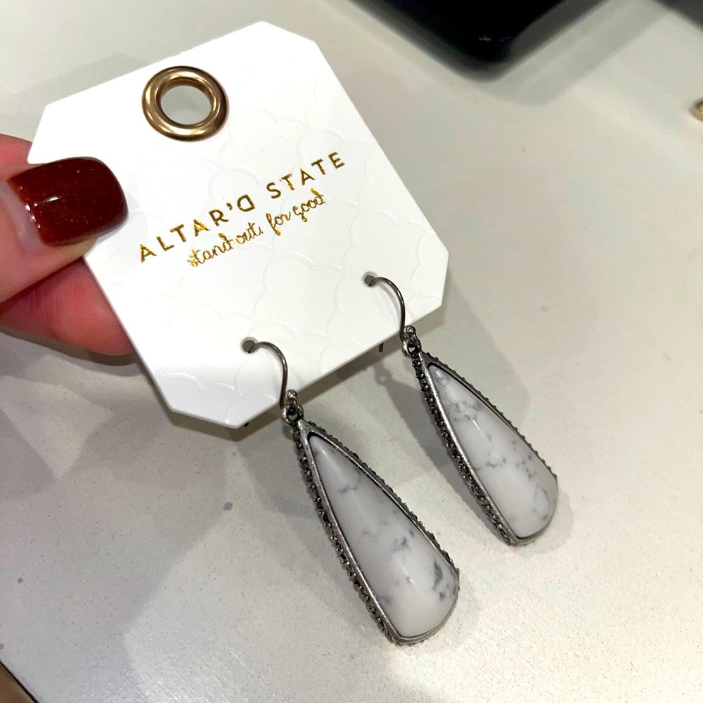 Altard State White Marble Earrings